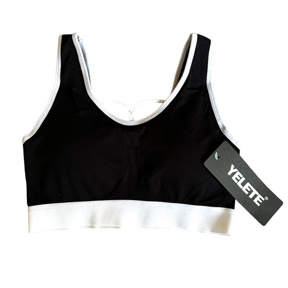 NWT Criss Cross Back High Impact Sports Bra Black & White Size S - Picture 4 of 9